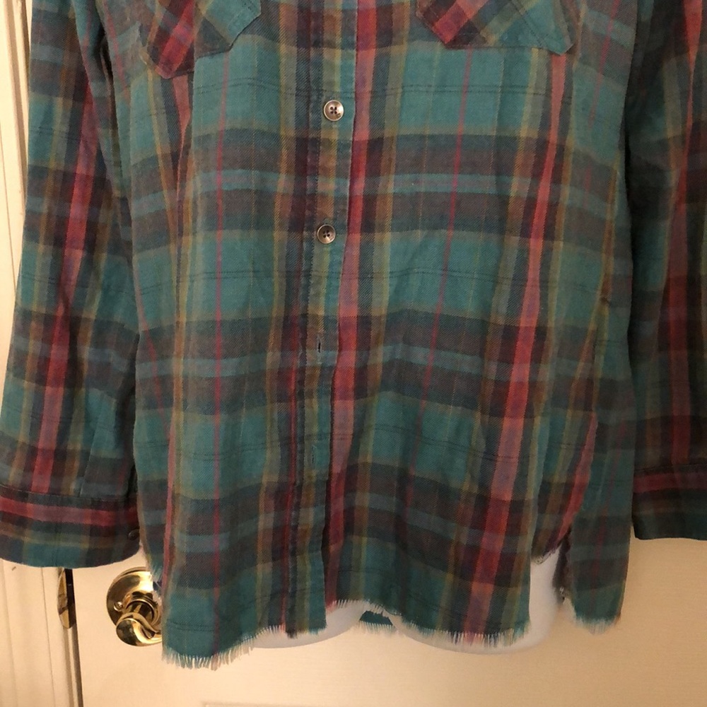 Blue Plaid Button Down Flannel Shirt - Picture 3 of 16